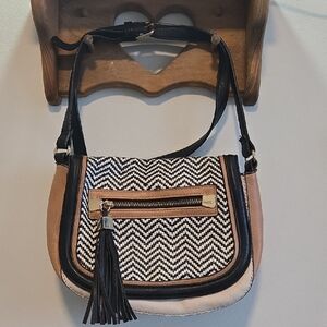 Aldo Black and White Chevron Crossbody Bag